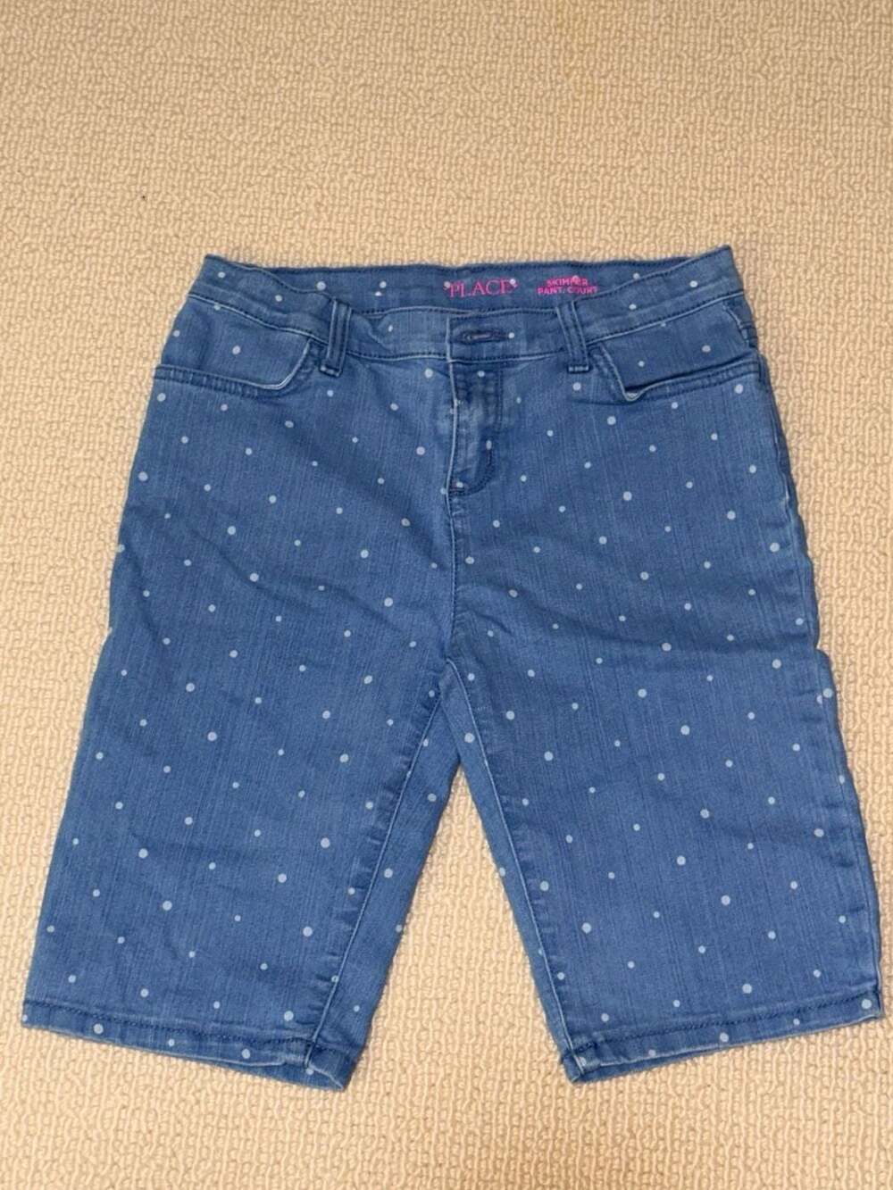 The Children's Place Girls Polka Dot Stretch Denim Skimmer Pants Shorts Size 14